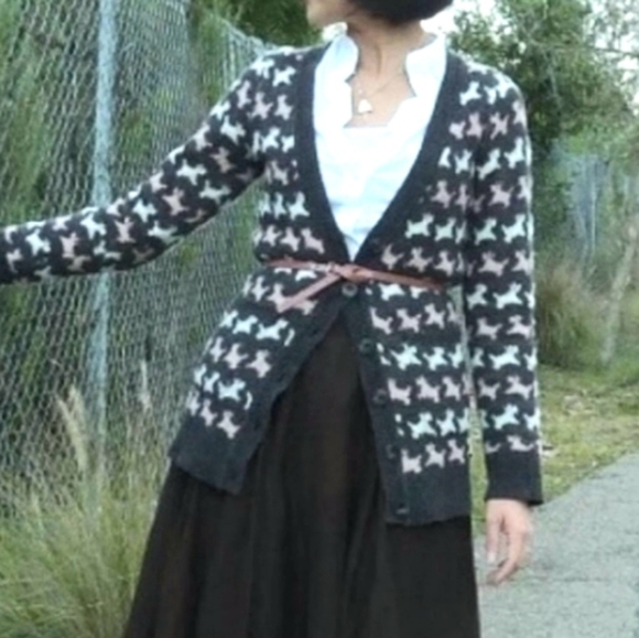 Anthropologie Hwr Scottie Dog Cardigan 